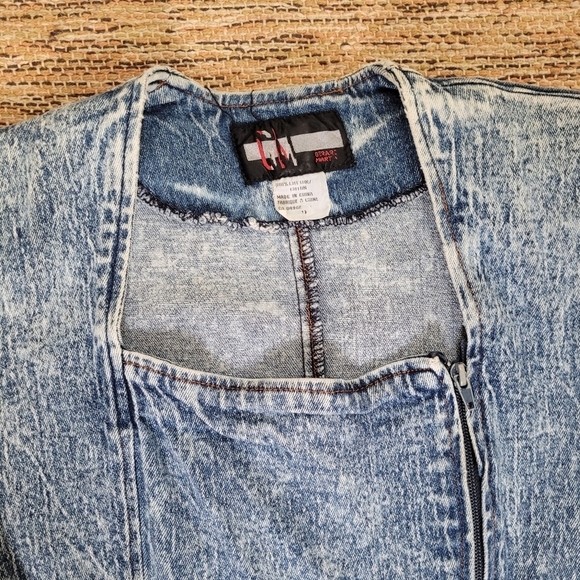 VINTAGE 80s Acid Washed Denim Dress - Picture 6 of 13